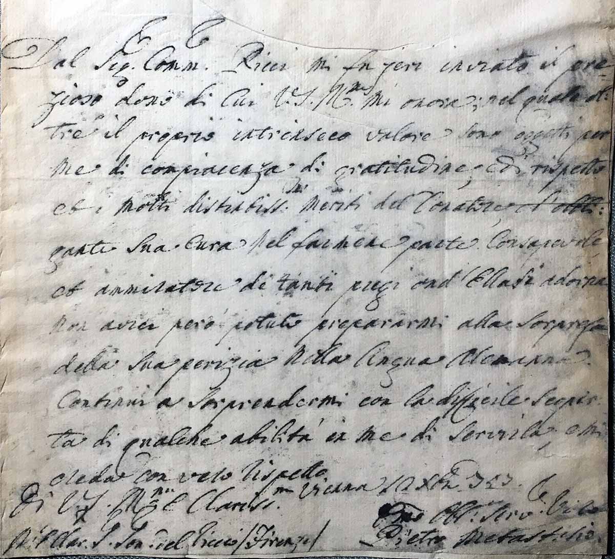 Pietro Metastasio sua lettera